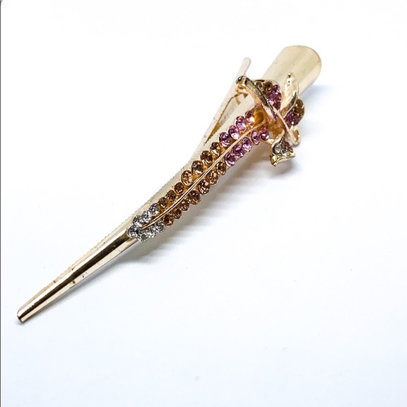 Pink & Gold Floral Hair Clip - Picture 2 of 8